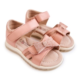 S.Barski Children's Leather Sandals With Velcro Pink Lolly 1