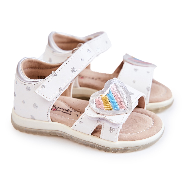 S.Barski Children's Leather Sandals With A Heart White Elianna 2 S.Barski Children's Leather Sandals With A Heart White Elianna 2
