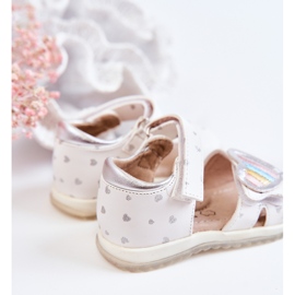 S.Barski Children's Leather Sandals With A Heart White Elianna 1