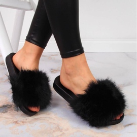 Black Vinceza W JAN97A fur slippers 2