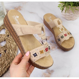 Rieker W RKR517 beige wedge slippers 1