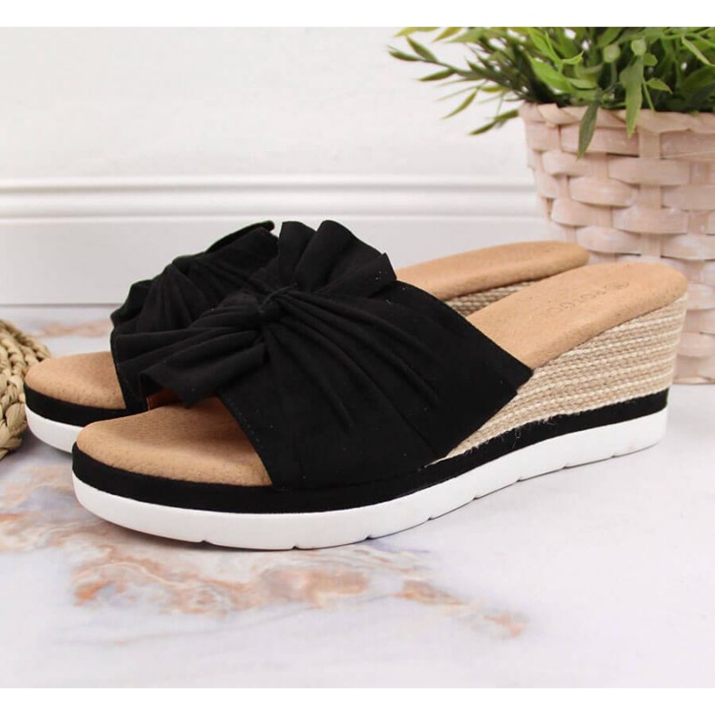 Wedge slippers Potocki W WOL71A black 2