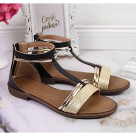Roman sandals Potocki W WOL73A black golden 2