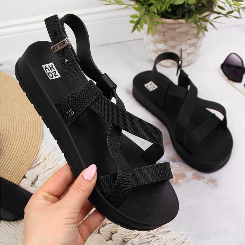 Zaxy W INT1706 rubber Roman sandals black 1