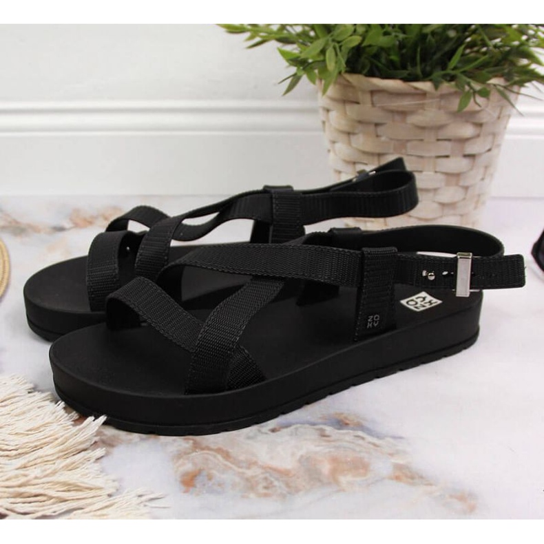 Zaxy W INT1706 rubber Roman sandals black 2