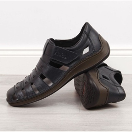 Leather shoes with velcro Rieker M RKR520 black 2