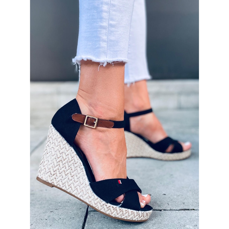 Lamis Black wedge sandals 2