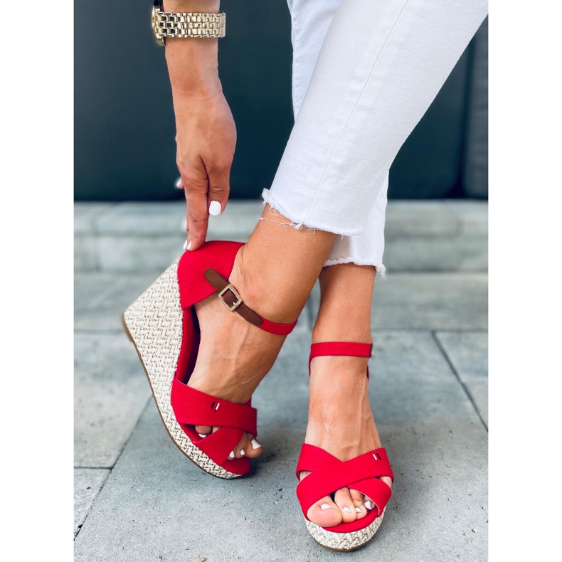 Lamis Red wedge sandals 2