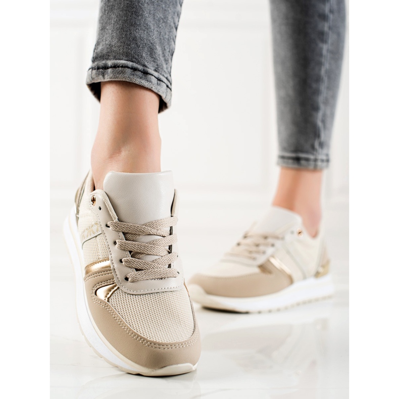 Sweet Shoes Classic Comfortable Sneakers beige golden 2