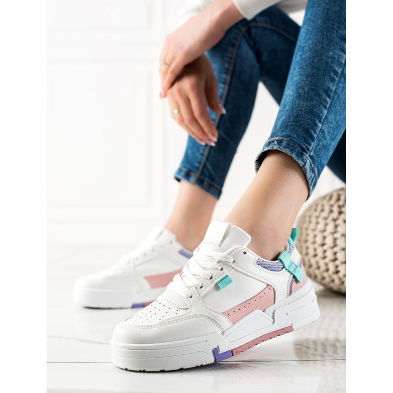 TRENDI Colorful Sneakers On The Platform white purple blue pink 1