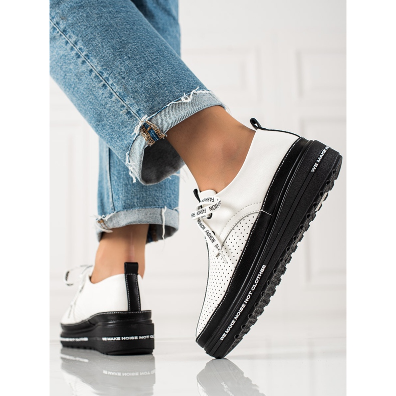 Leather Brogues On The Platform white black 1