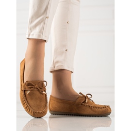 TRENDI Suede Loafers With A Bow brown 1