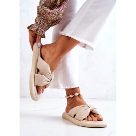 S.Barski Women's Fashionable Leather Slippers Beige Savirra 2