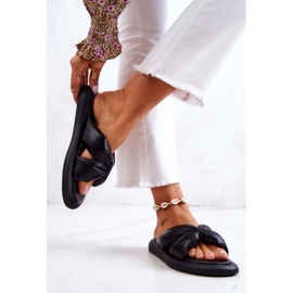 S.Barski Fashionable Women's Black Leather Slippers Savirra 2 S.Barski Fashionable Women's Black Leather Slippers Savirra 2