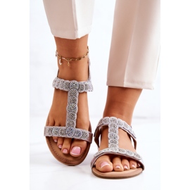S.Barski Women's Sandals With Rhinestones Silver Julies 2