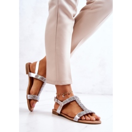 S.Barski Women's Sandals With Rhinestones Silver Julies 1