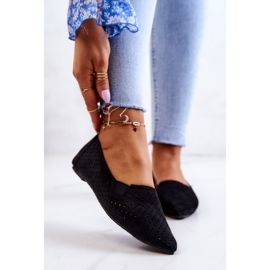 LU BOO Openwork Women's Ballerinas Slip-on Black Rosario 2