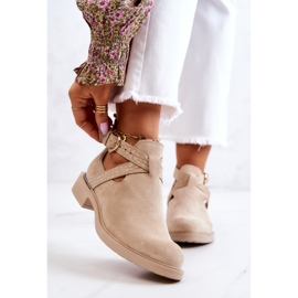 PL5 Women's Leather Booties With A Cut Out Light Beige Ramos 1