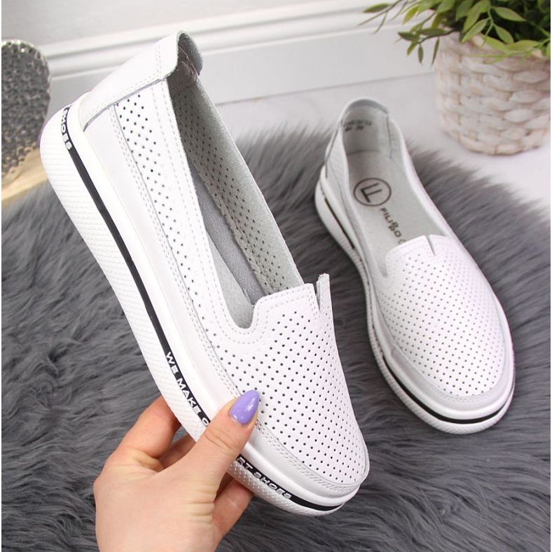 Leather openwork shoes Filippo W PAW342 white 1