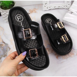 Leather slippers with buckles Filippo W PAW346A black 1