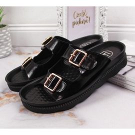 Leather slippers with buckles Filippo W PAW346A black 2