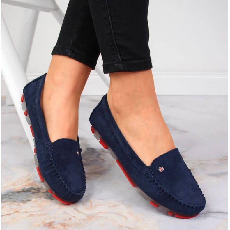 Suede leather loafers Filippo W PAW201D navy blue 2