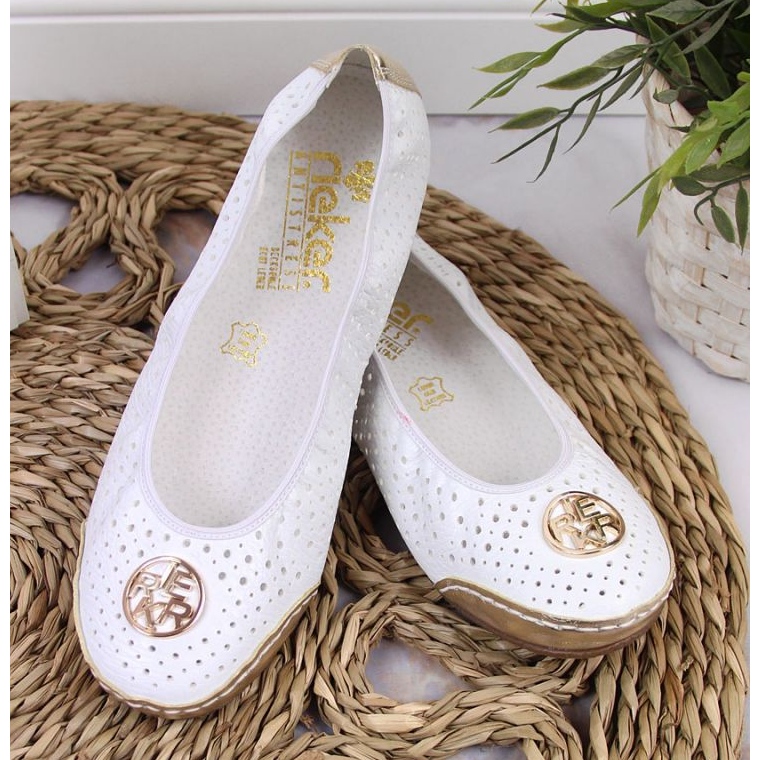 Rieker W RKR516 openwork ballerinas white golden 2