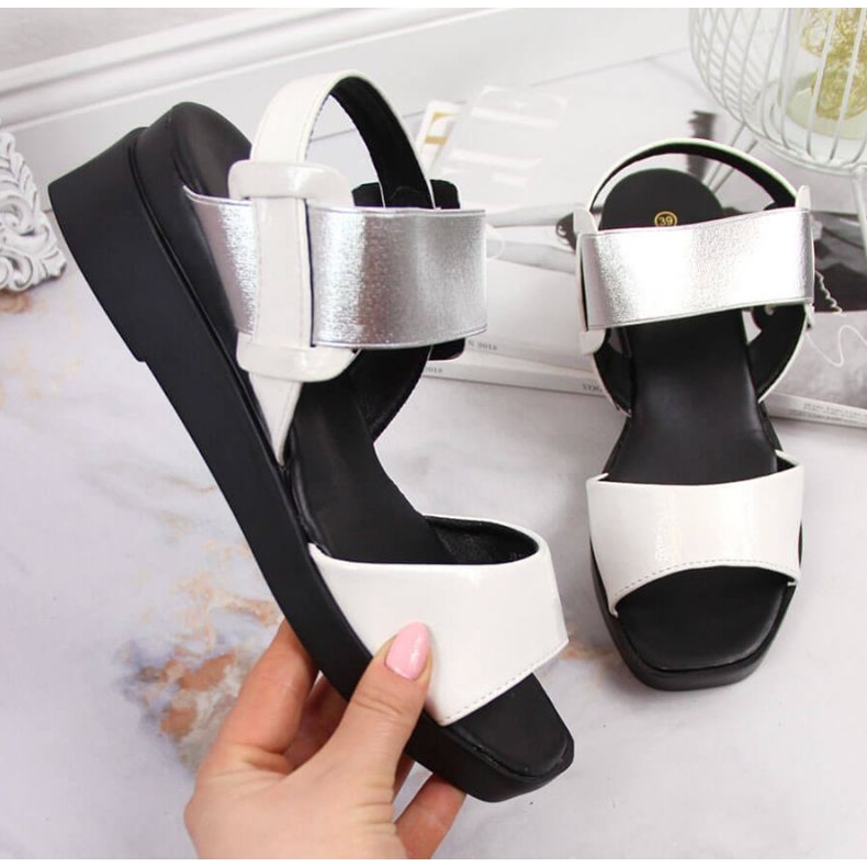 Wedge sandals Potocki W WOL75B white 1