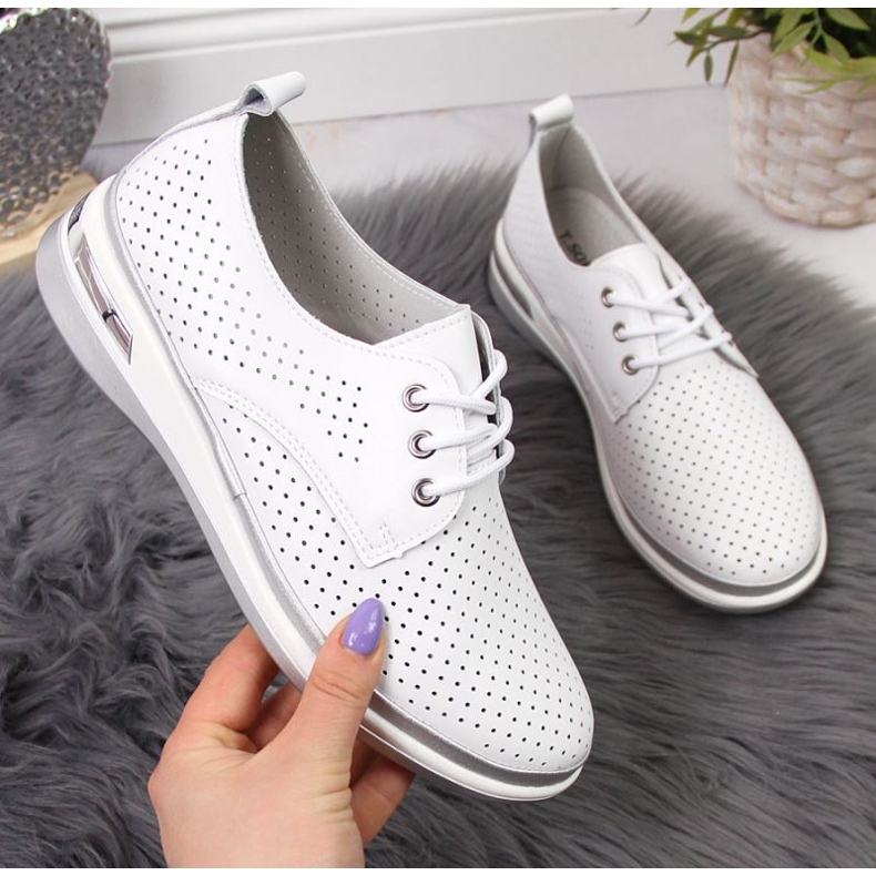 Openwork leather shoes T.Sokolski W SCA154 white 1