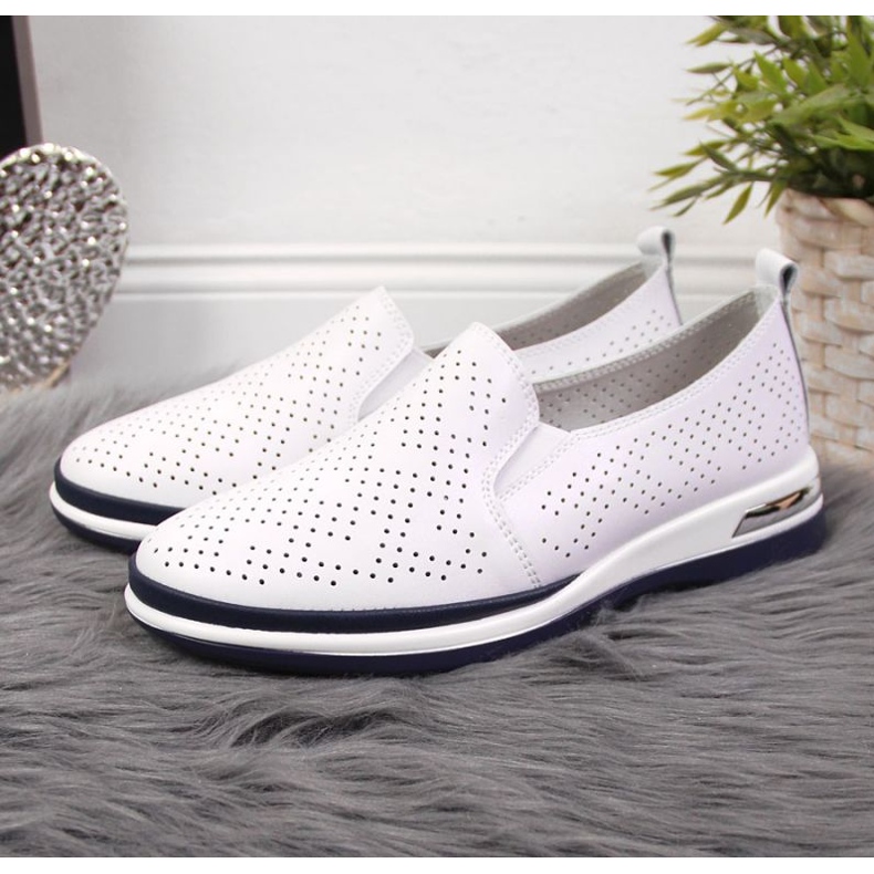 Leather openwork shoes Slip on T.Sokolski W SCA155 white 2