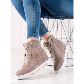 Filippo Leather wedge sneakers beige 1