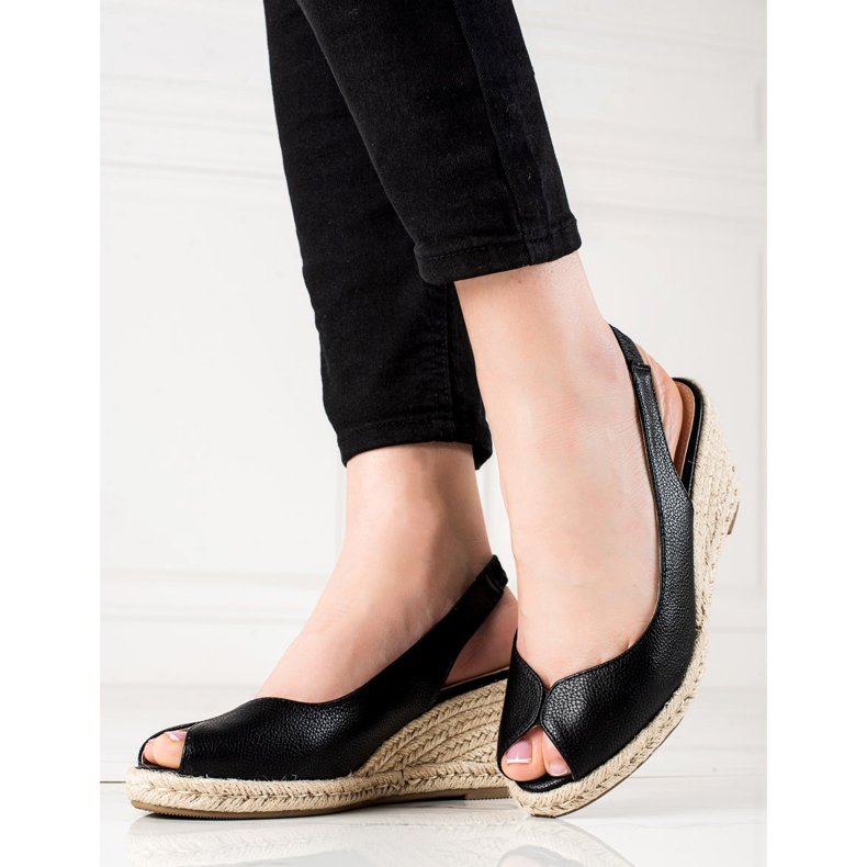 Clowse Sandals On The Straw Wedge black 1