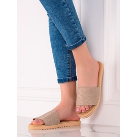 TRENDI Glitter slippers beige 1