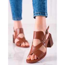 Leather high-heeled sandals LA.FI brown 2