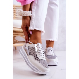 S.Barski Women's Sport Shoes Sneakers White-Silver Bourne 1