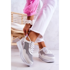 S.Barski Women's Sport Shoes Sneakers White-Silver Bourne 2