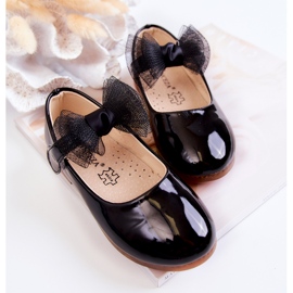 Vinceza Lacquered Children's Black Ballerinas With Velcro Carla 2