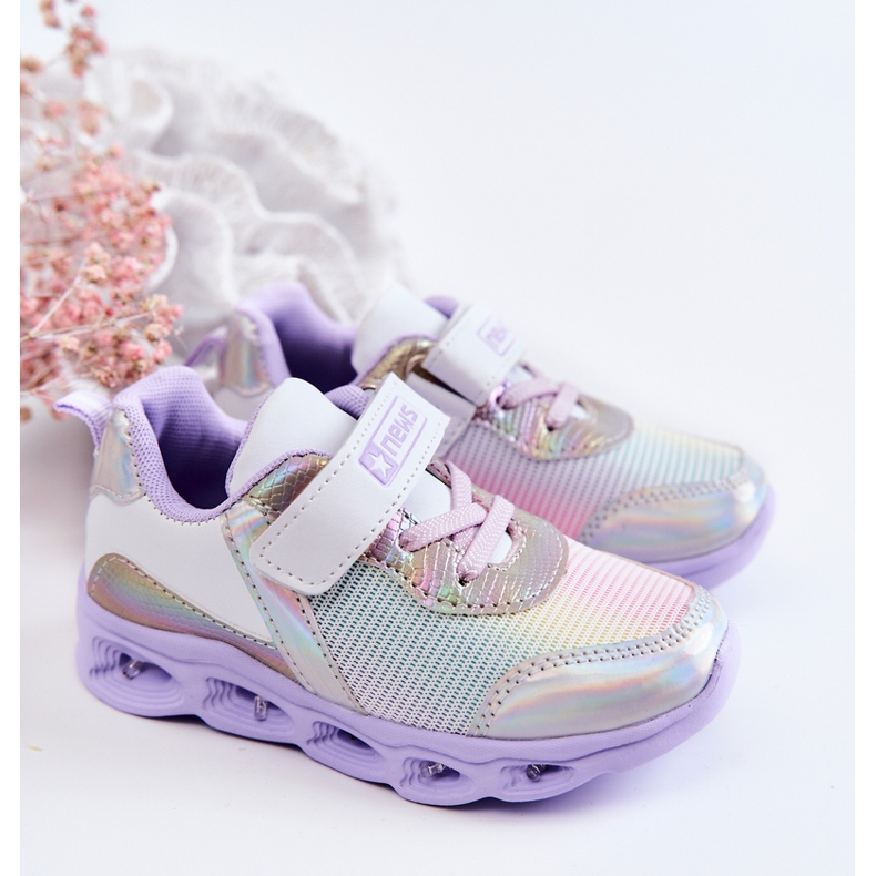 PE1 Children's Leather Sports Shoes White-Violet Loopsy purple 1