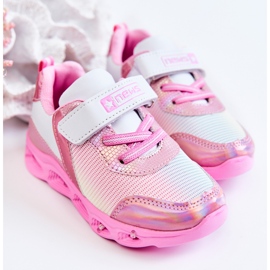 PE1 Children's Leather Sports Shoes White and Pink Loops 2
