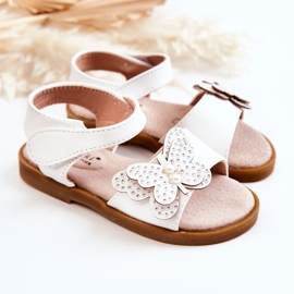 S.Barski Children's Leather Butterfly Sandals White Rolly 1