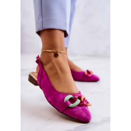 Suede Ballerinas With Chain Lewski Shoes 3125 Fuchsia pink 3
