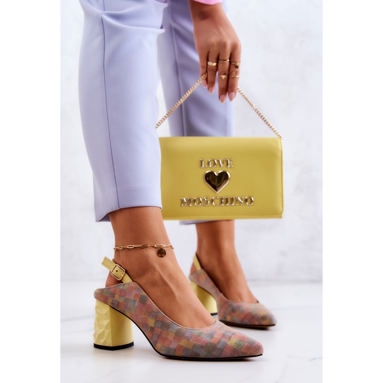 Suede Pumps On A Post Maciejka 05427-39 Multicolor multicolored yellow 2