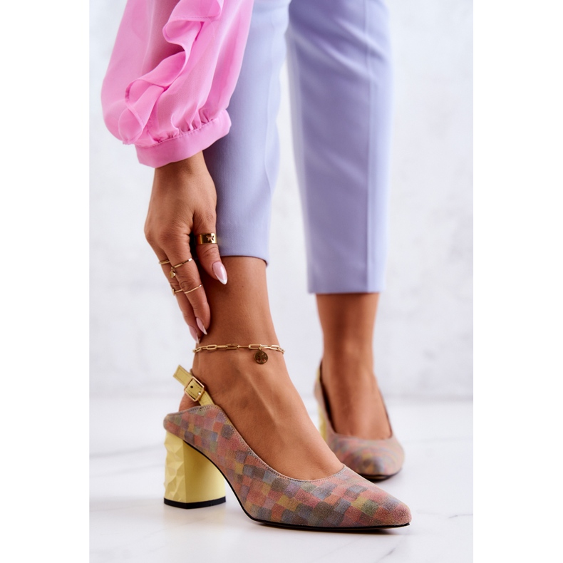 Suede Pumps On A Post Maciejka 05427-39 Multicolor multicolored yellow 1