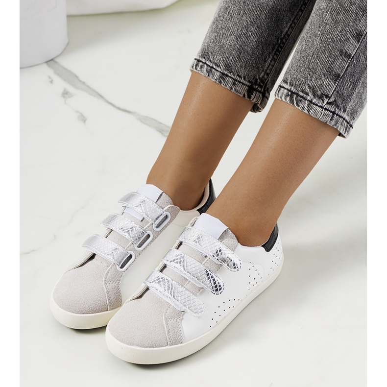 Women's white Surrey sneakers black silver grey 1