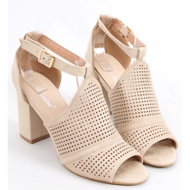 High-heeled openwork sandals Bahati Beige 1