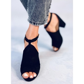 Bahati Black high-heeled openwork sandals 2