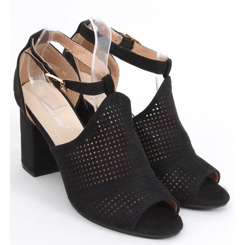 Bahati Black high-heeled openwork sandals 1
