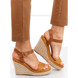 Wedge sandals Zahia Camel brown 1