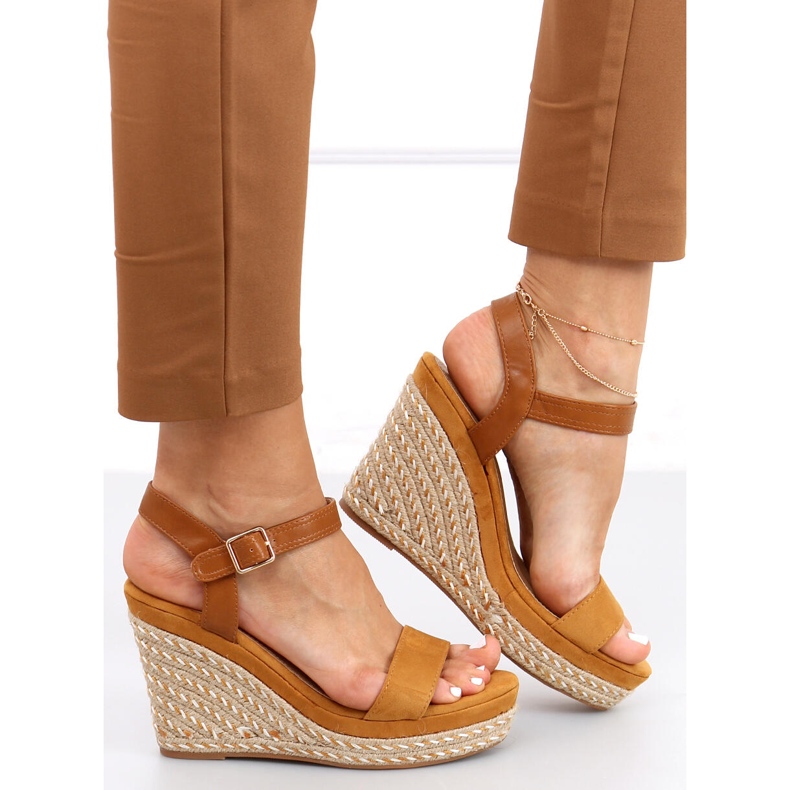 Wedge sandals Zahia Camel brown 1