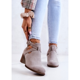 PL5 Leather boots with a cut on a post Gray Axelle grey 2